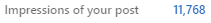 a screenshot, impressions of your post 11,768